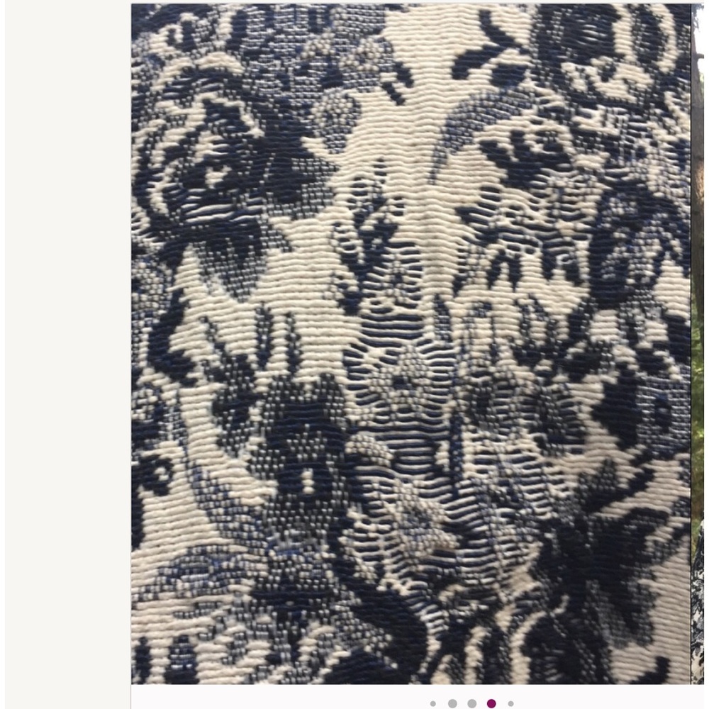 Women's Blue &Cream,Oversized  box cut brocade Blazer Jacket - Picture 5 of 9